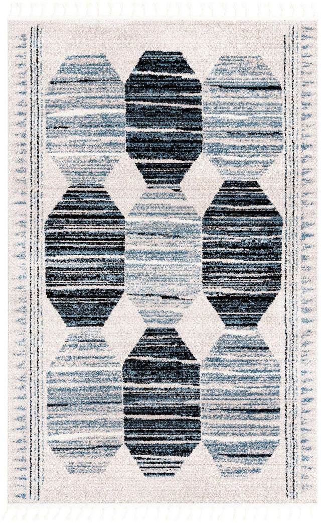 Blue 5' 3 x 8' Aramis Rectangle Area Rug Polypropylene With Cotton Backing Easy Clean Living Room Bedroom Dining Office Carpet for Sale at Rug Engine