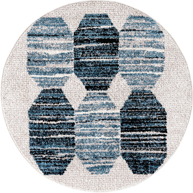 Blue 3' 3 x 3' 3 Aramis Round Area Rug Polypropylene With Cotton Backing Easy Clean Living Room Bedroom Dining Office Carpet for Sale at Rug Engine