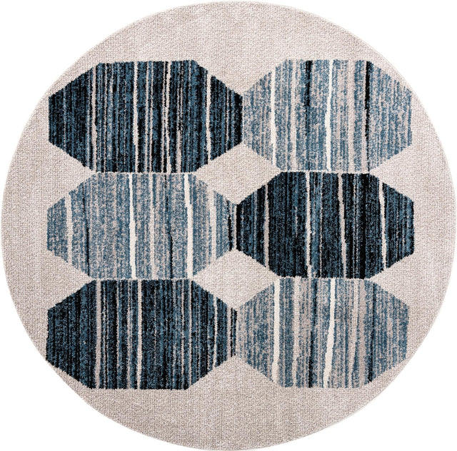 Blue 7' x 7' Aramis Round Area Rug Polypropylene With Cotton Backing Easy Clean Living Room Bedroom Dining Office Carpet for Sale at Rug Engine
