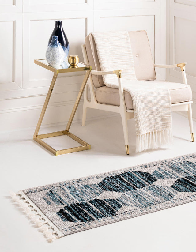 Blue 2' x 6' Aramis Runner Area Rug Polypropylene With Cotton Backing Easy Clean Living Room Bedroom Dining Office Carpet for Sale at Rug Engine