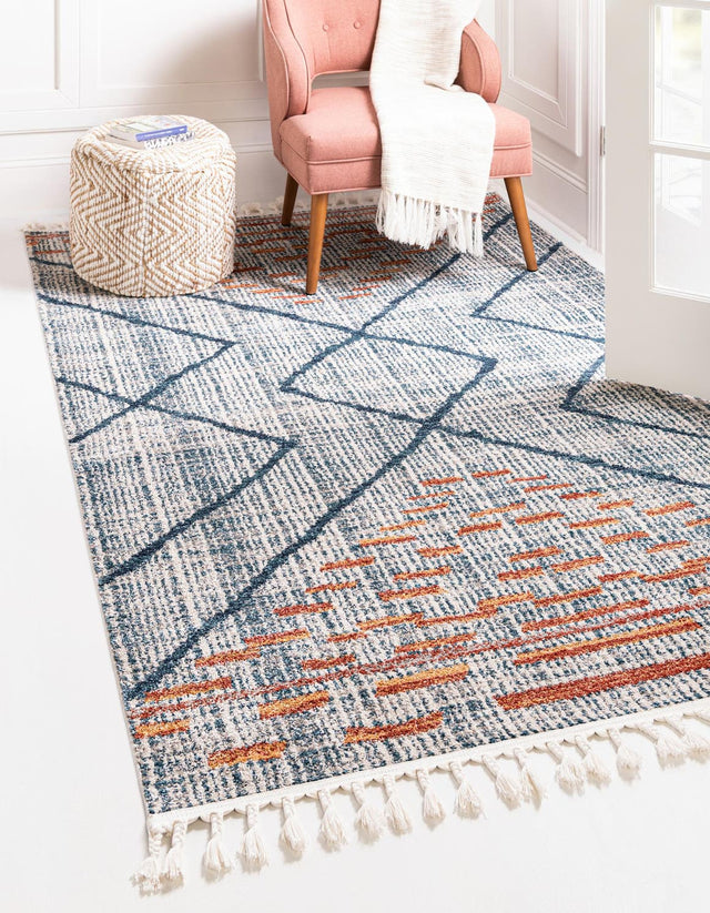 Blue 3' 3 x 5' 3 Aramis Rectangle Area Rug Polypropylene With Cotton Backing Easy Clean Living Room Bedroom Dining Office Carpet for Sale at Rug Engine