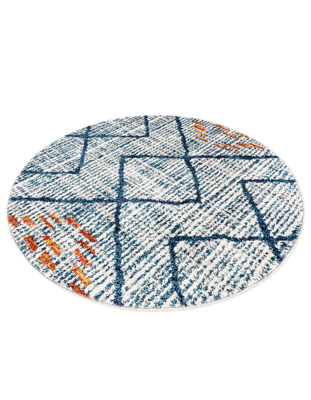 Blue 3' 3 x 3' 3 Aramis Round Area Rug Polypropylene With Cotton Backing Easy Clean Living Room Bedroom Dining Office Carpet for Sale at Rug Engine