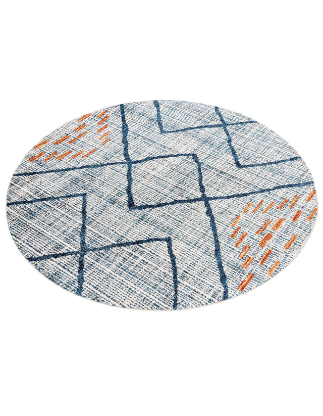 Blue 7' x 7' Aramis Round Area Rug Polypropylene With Cotton Backing Easy Clean Living Room Bedroom Dining Office Carpet for Sale at Rug Engine