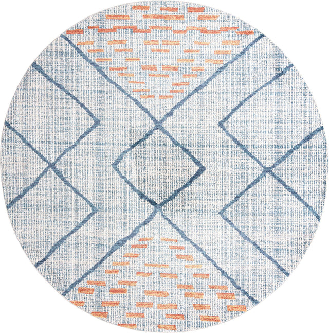 Blue 10' x 10' Aramis Round Area Rug Polypropylene With Cotton Backing Easy Clean Living Room Bedroom Dining Office Carpet for Sale at Rug Engine