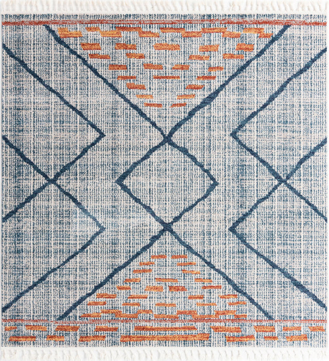 Blue 8' x 8' Aramis Square Area Rug Polypropylene With Cotton Backing Easy Clean Living Room Bedroom Dining Office Carpet for Sale at Rug Engine