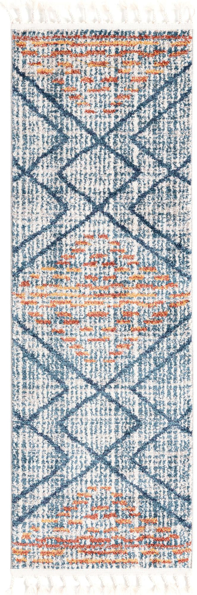 Blue 2' x 6' Aramis Runner Area Rug Polypropylene With Cotton Backing Easy Clean Living Room Bedroom Dining Office Carpet for Sale at Rug Engine