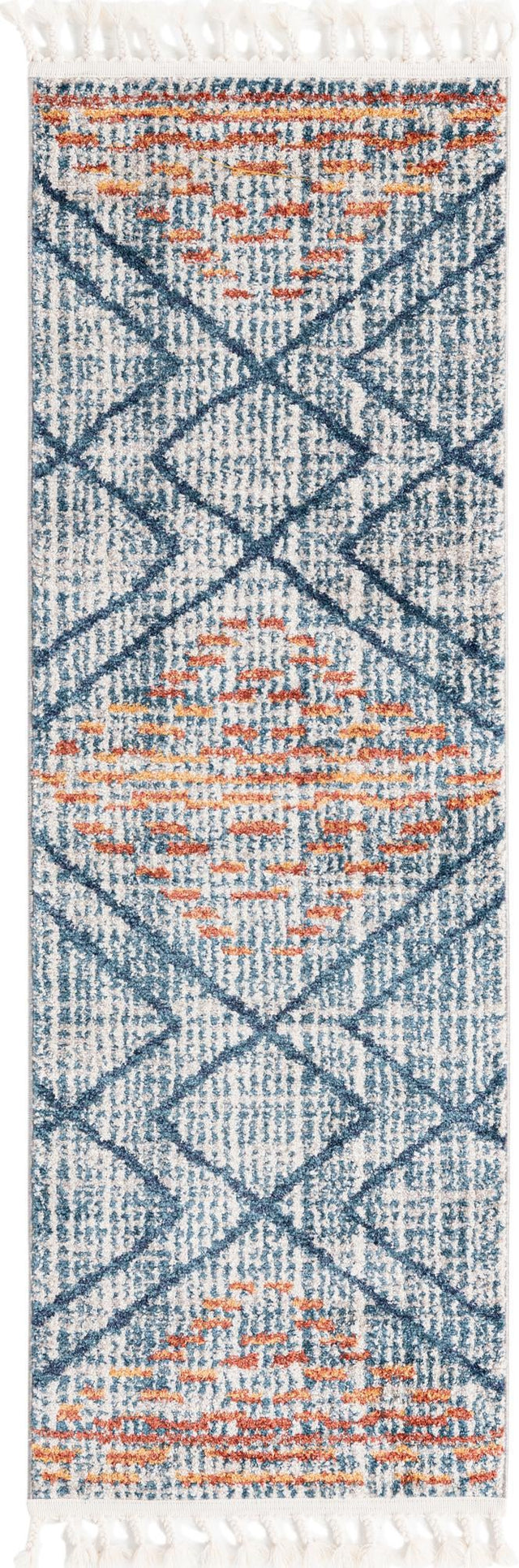 Blue 2' x 6' Aramis Runner Area Rug Polypropylene With Cotton Backing Easy Clean Living Room Bedroom Dining Office Carpet for Sale at Rug Engine