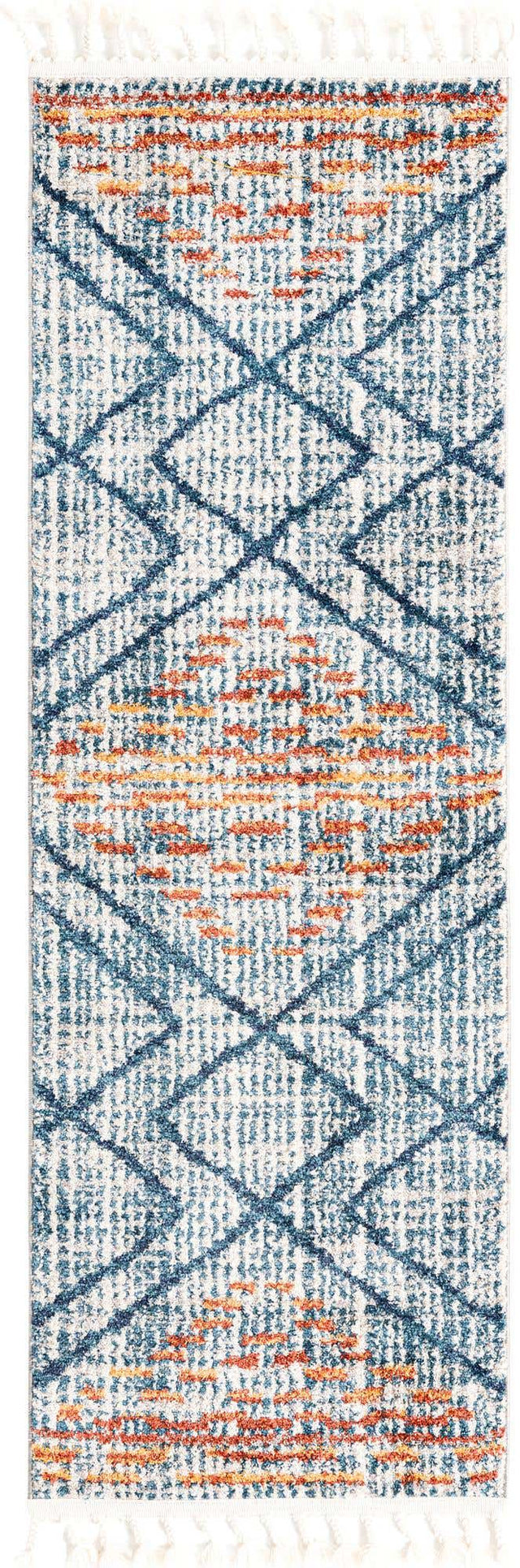 Blue 2' x 6' Aramis Runner Area Rug Polypropylene With Cotton Backing Easy Clean Living Room Bedroom Dining Office Carpet for Sale at Rug Engine