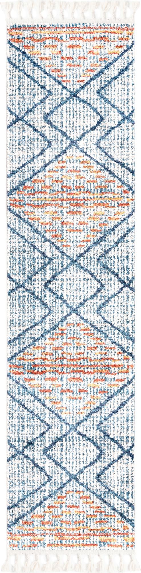 Blue 2' x 8' Aramis Runner Area Rug Polypropylene With Cotton Backing Easy Clean Living Room Bedroom Dining Office Carpet for Sale at Rug Engine