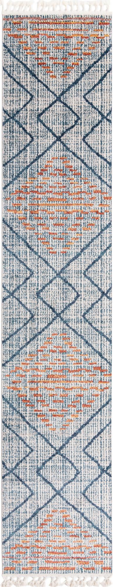 Blue 2' 7 x 13' Aramis Runner Area Rug Polypropylene With Cotton Backing Easy Clean Living Room Bedroom Dining Office Carpet for Sale at Rug Engine
