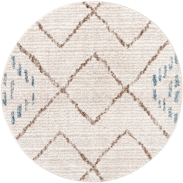 Ivory 3' 3 x 3' 3 Aramis Round Area Rug Polypropylene With Cotton Backing Easy Clean Living Room Bedroom Dining Office Carpet for Sale at Rug Engine
