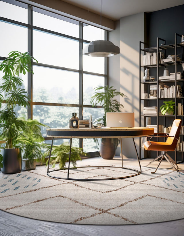 Ivory 3' 3 x 3' 3 Aramis Round Area Rug Polypropylene With Cotton Backing Easy Clean Living Room Bedroom Dining Office Carpet for Sale at Rug Engine