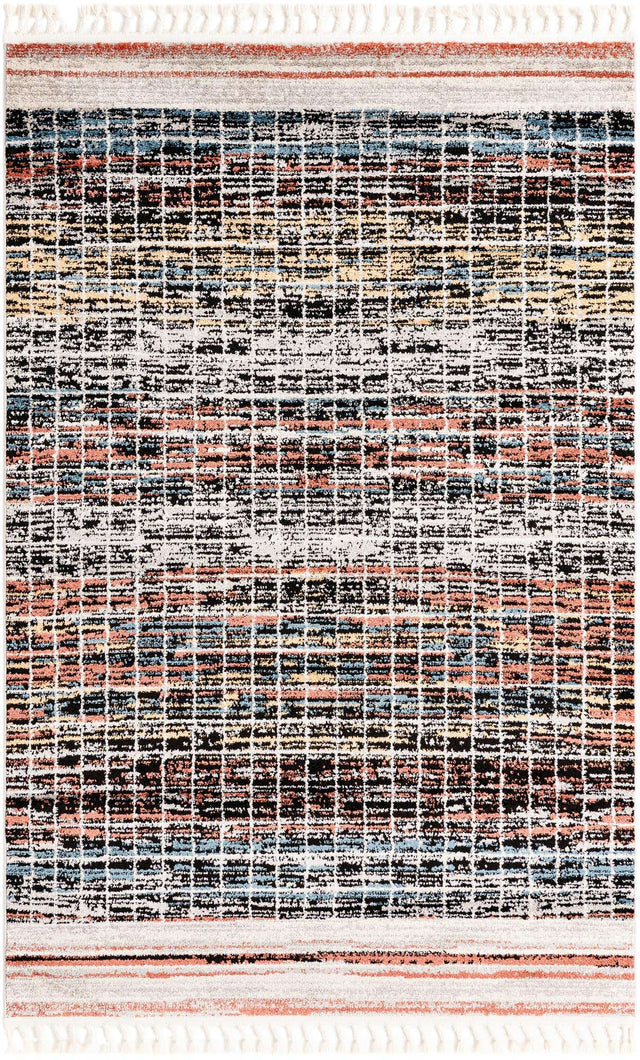Multicolor 5' 3 x 8' Aramis Rectangle Area Rug Polypropylene With Cotton Backing Easy Clean Living Room Bedroom Dining Office Carpet for Sale at Rug Engine