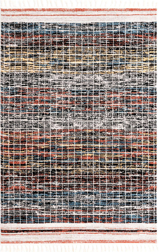 Multicolor 6' x 9' Aramis Rectangle Area Rug Polypropylene With Cotton Backing Easy Clean Living Room Bedroom Dining Office Carpet for Sale at Rug Engine