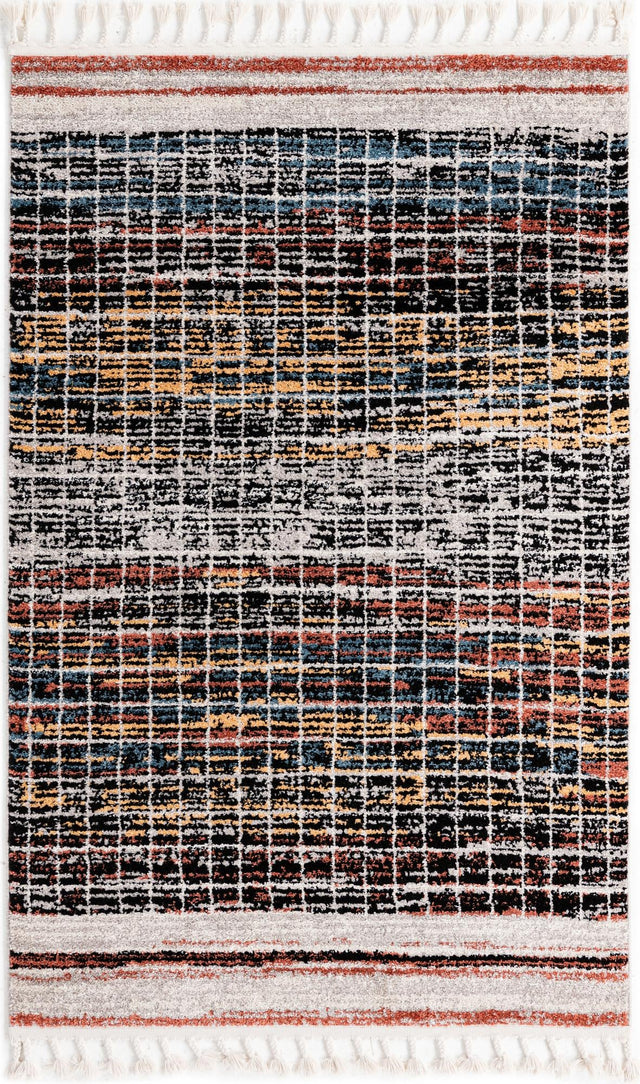 Multicolor 4' x 6' Aramis Rectangle Area Rug Polypropylene With Cotton Backing Easy Clean Living Room Bedroom Dining Office Carpet for Sale at Rug Engine