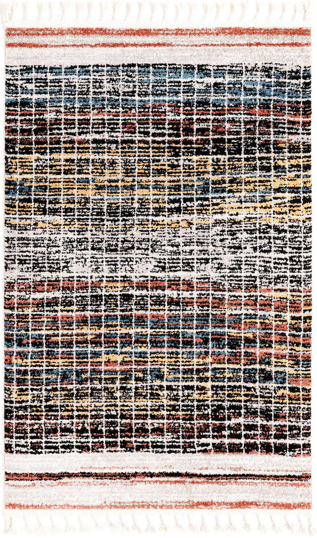 Multicolor 4' x 6' Aramis Rectangle Area Rug Polypropylene With Cotton Backing Easy Clean Living Room Bedroom Dining Office Carpet for Sale at Rug Engine