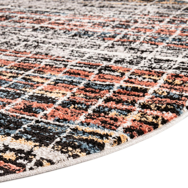 Multicolor 5' 3 x 5' 3 Aramis Round Area Rug Polypropylene With Cotton Backing Easy Clean Living Room Bedroom Dining Office Carpet for Sale at Rug Engine