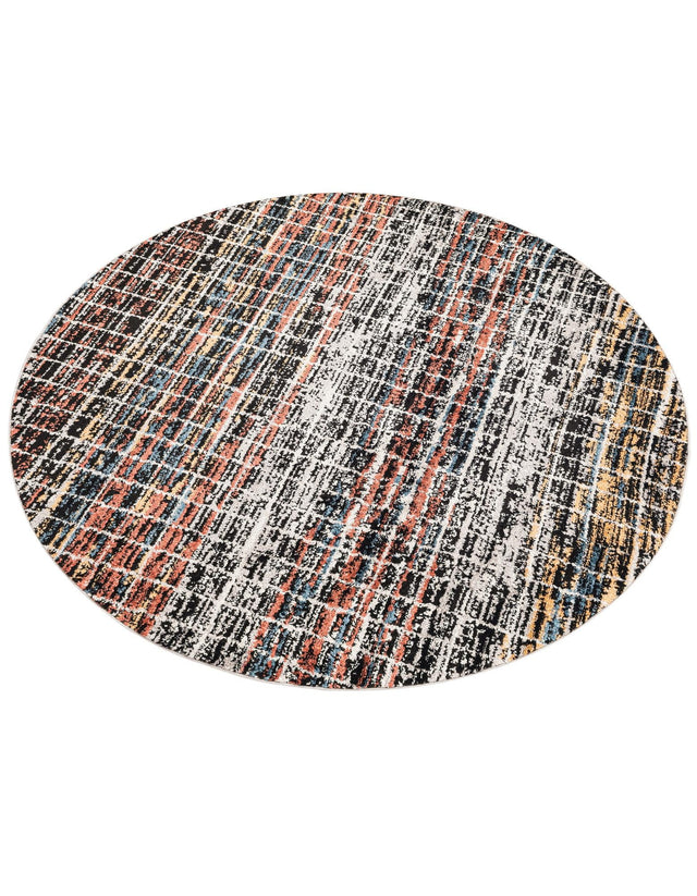 Multicolor 5' 3 x 5' 3 Aramis Round Area Rug Polypropylene With Cotton Backing Easy Clean Living Room Bedroom Dining Office Carpet for Sale at Rug Engine