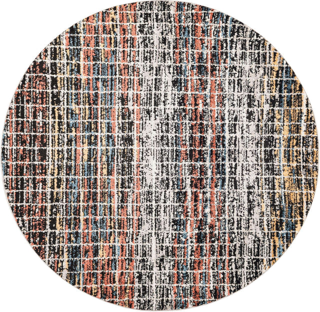 Multicolor 5' 3 x 5' 3 Aramis Round Area Rug Polypropylene With Cotton Backing Easy Clean Living Room Bedroom Dining Office Carpet for Sale at Rug Engine