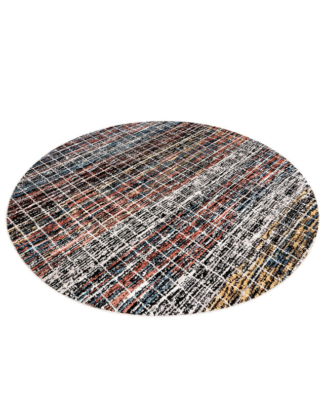 Multicolor 7' x 7' Aramis Round Area Rug Polypropylene With Cotton Backing Easy Clean Living Room Bedroom Dining Office Carpet for Sale at Rug Engine