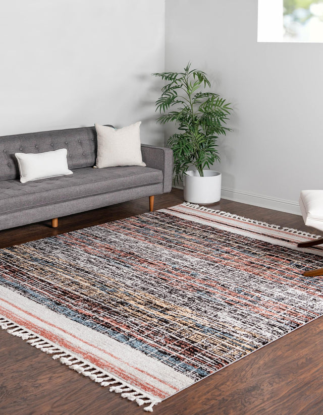 Multicolor 7' 10 x 7' 10 Aramis Square Area Rug Polypropylene With Cotton Backing Easy Clean Living Room Bedroom Dining Office Carpet for Sale at Rug Engine
