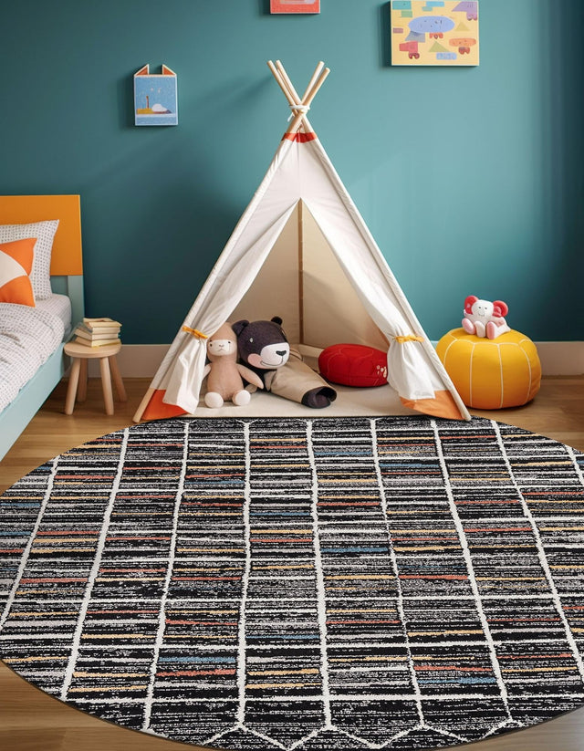Multicolor 3' 3 x 3' 3 Aramis Round Area Rug Polypropylene With Cotton Backing Easy Clean Living Room Bedroom Dining Office Carpet for Sale at Rug Engine
