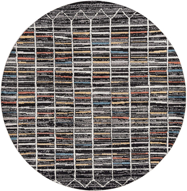 Multicolor 7' x 7' Aramis Round Area Rug Polypropylene With Cotton Backing Easy Clean Living Room Bedroom Dining Office Carpet for Sale at Rug Engine