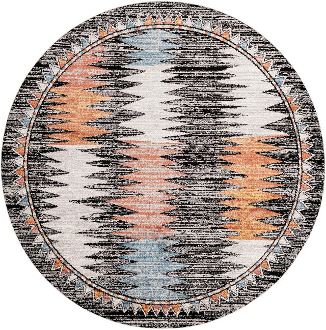 Multicolor 7' x 7' Aramis Round Area Rug Polypropylene With Cotton Backing Easy Clean Living Room Bedroom Dining Office Carpet for Sale at Rug Engine