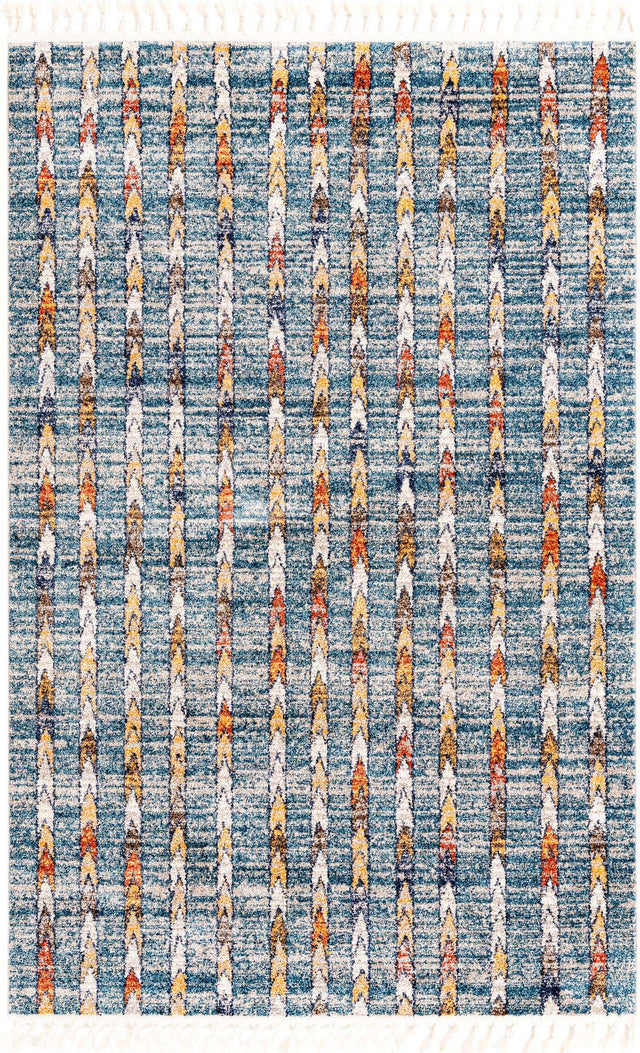 Blue 5' 3 x 8' Aramis Rectangle Area Rug Polypropylene With Cotton Backing Easy Clean Living Room Bedroom Dining Office Carpet for Sale at Rug Engine