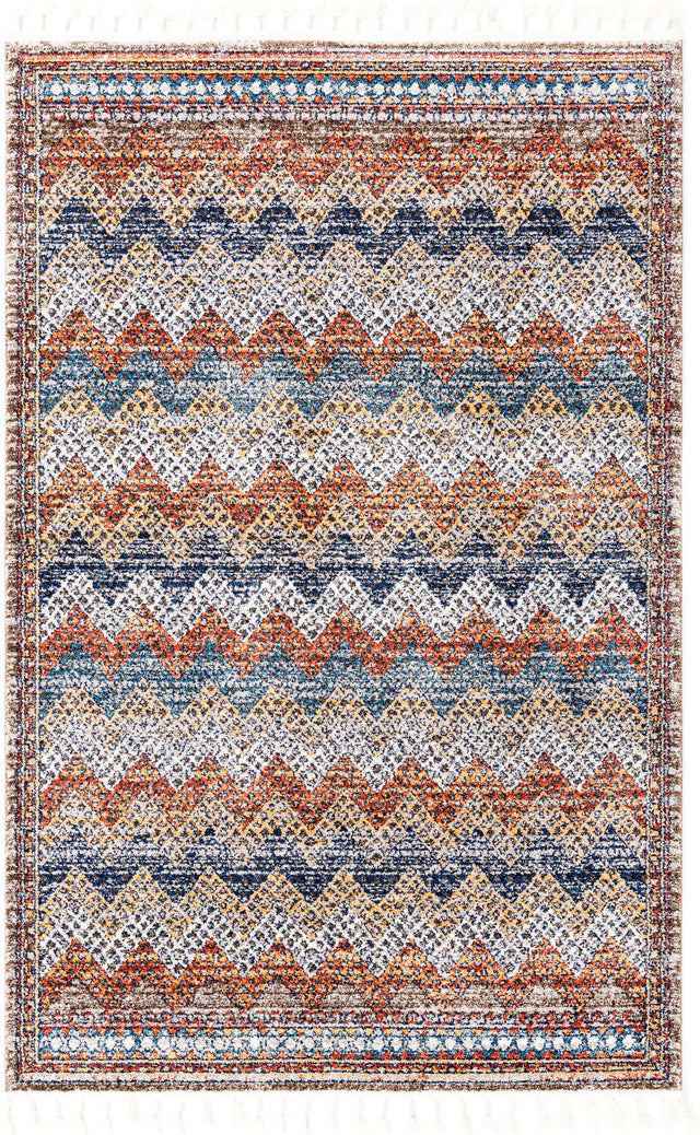 Multicolor 5' 3 x 8' Aramis Rectangle Area Rug Polypropylene With Cotton Backing Easy Clean Living Room Bedroom Dining Office Carpet for Sale at Rug Engine