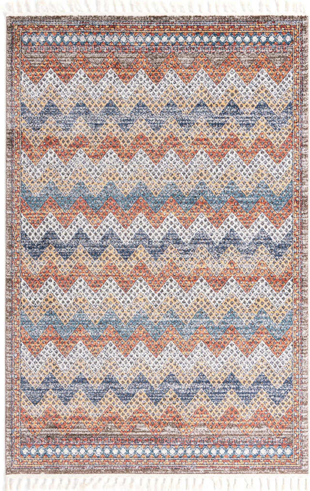 Multicolor 6' x 9' Aramis Rectangle Area Rug Polypropylene With Cotton Backing Easy Clean Living Room Bedroom Dining Office Carpet for Sale at Rug Engine