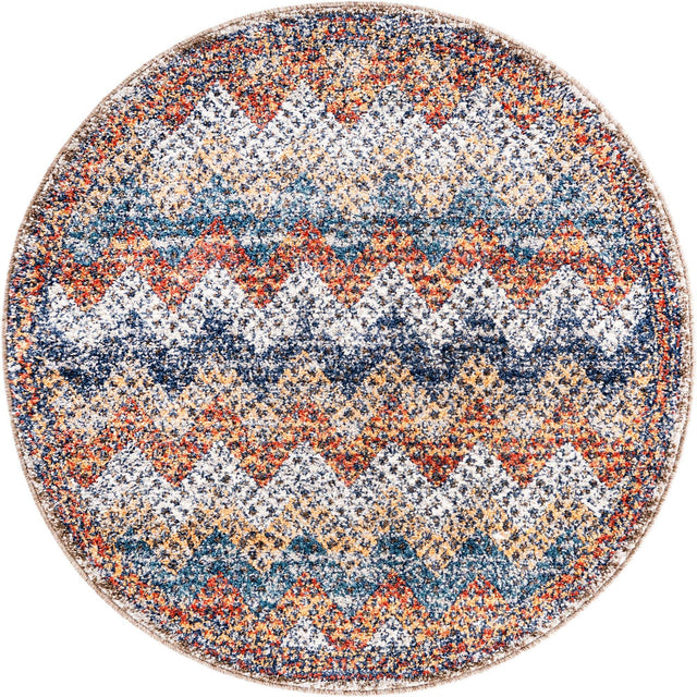 Multicolor 3' 3 x 3' 3 Aramis Round Area Rug Polypropylene With Cotton Backing Easy Clean Living Room Bedroom Dining Office Carpet for Sale at Rug Engine