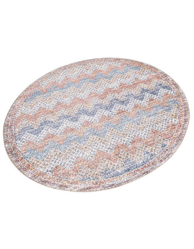 Multicolor 5' 3 x 5' 3 Aramis Round Area Rug Polypropylene With Cotton Backing Easy Clean Living Room Bedroom Dining Office Carpet for Sale at Rug Engine