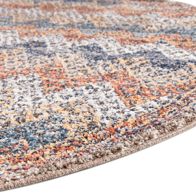 Multicolor 5' 3 x 5' 3 Aramis Round Area Rug Polypropylene With Cotton Backing Easy Clean Living Room Bedroom Dining Office Carpet for Sale at Rug Engine