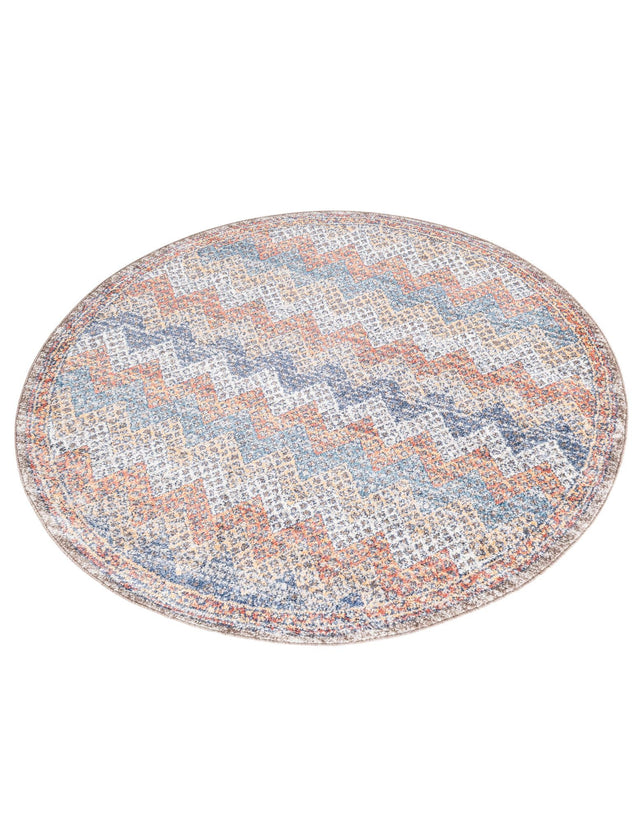 Multicolor 5' 3 x 5' 3 Aramis Round Area Rug Polypropylene With Cotton Backing Easy Clean Living Room Bedroom Dining Office Carpet for Sale at Rug Engine