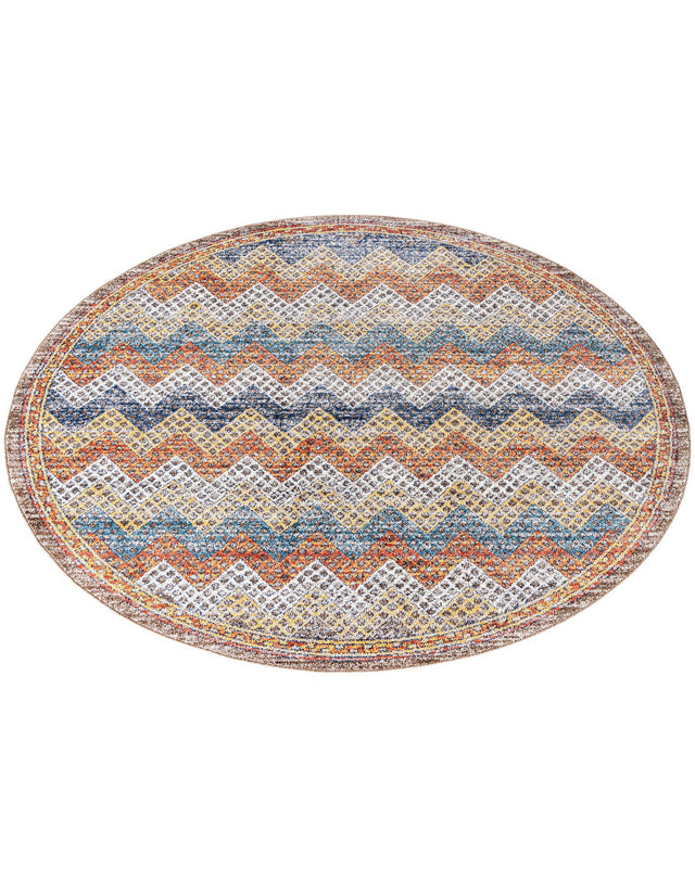 Multicolor 7' x 7' Aramis Round Area Rug Polypropylene With Cotton Backing Easy Clean Living Room Bedroom Dining Office Carpet for Sale at Rug Engine