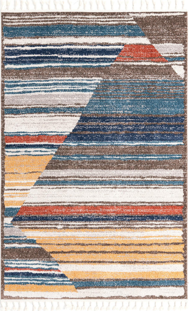 Multicolor 5' 3 x 8' Aramis Rectangle Area Rug Polypropylene With Cotton Backing Easy Clean Living Room Bedroom Dining Office Carpet for Sale at Rug Engine