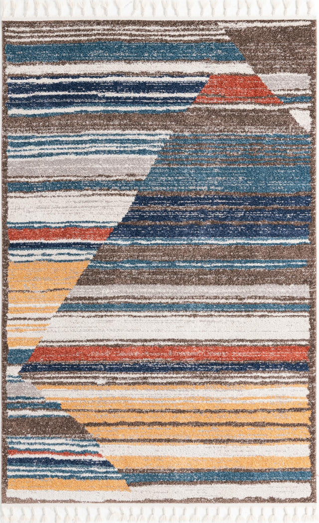 Multicolor 5' 3 x 8' Aramis Rectangle Area Rug Polypropylene With Cotton Backing Easy Clean Living Room Bedroom Dining Office Carpet for Sale at Rug Engine