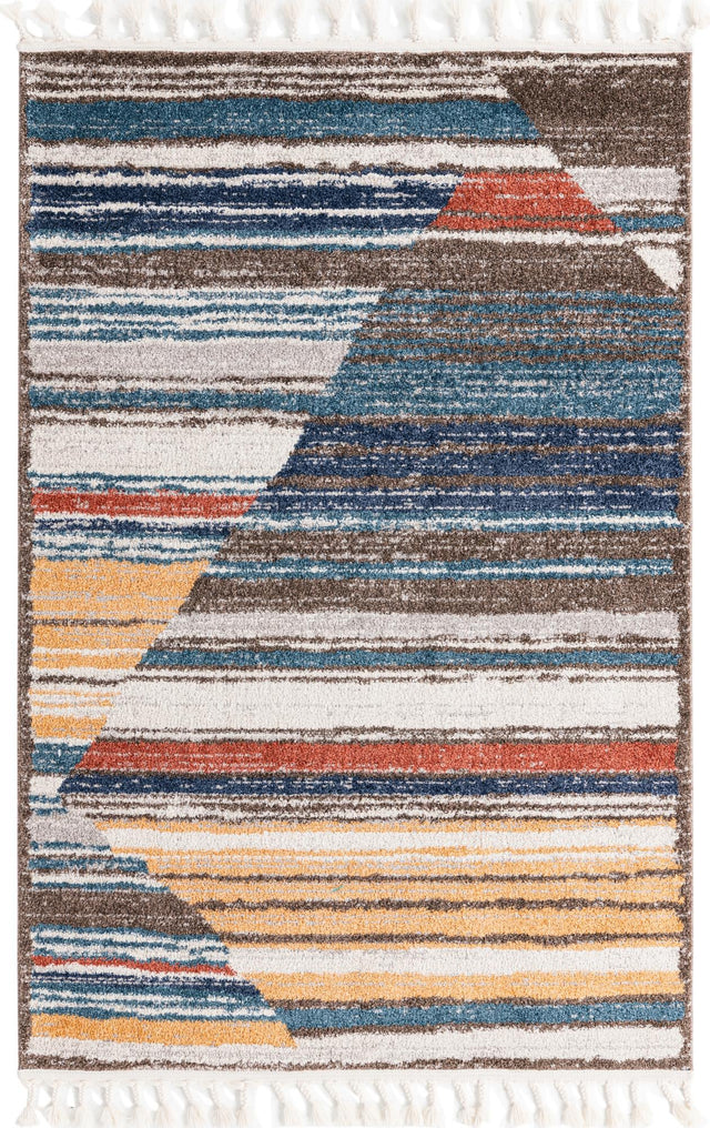 Multicolor 4' x 6' Aramis Rectangle Area Rug Polypropylene With Cotton Backing Easy Clean Living Room Bedroom Dining Office Carpet for Sale at Rug Engine