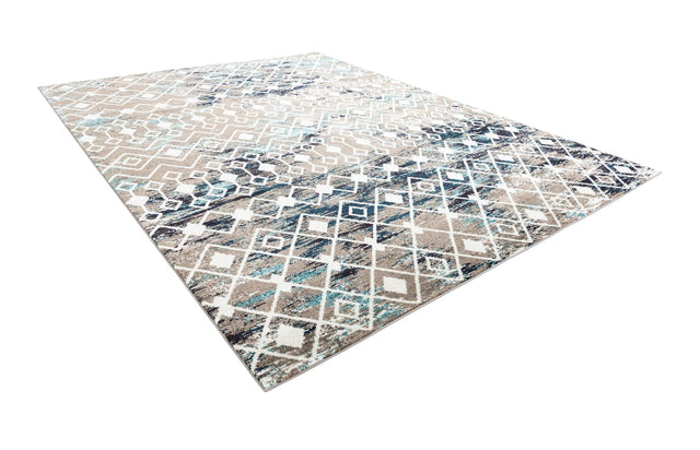 Multicolor Gray Blue 10' 8 x 14' Tribal Trellis Rectangle Area Rug Geometric Southwestern Inspired Durable Carpet for Home Interior Design for Sale at Rug Engine