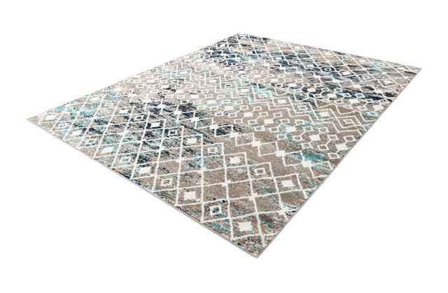 Multicolor Gray Blue 7' 10 x 10' Tribal Trellis Rectangle Area Rug Geometric Southwestern Inspired Durable Carpet for Home Interior Design for Sale at Rug Engine