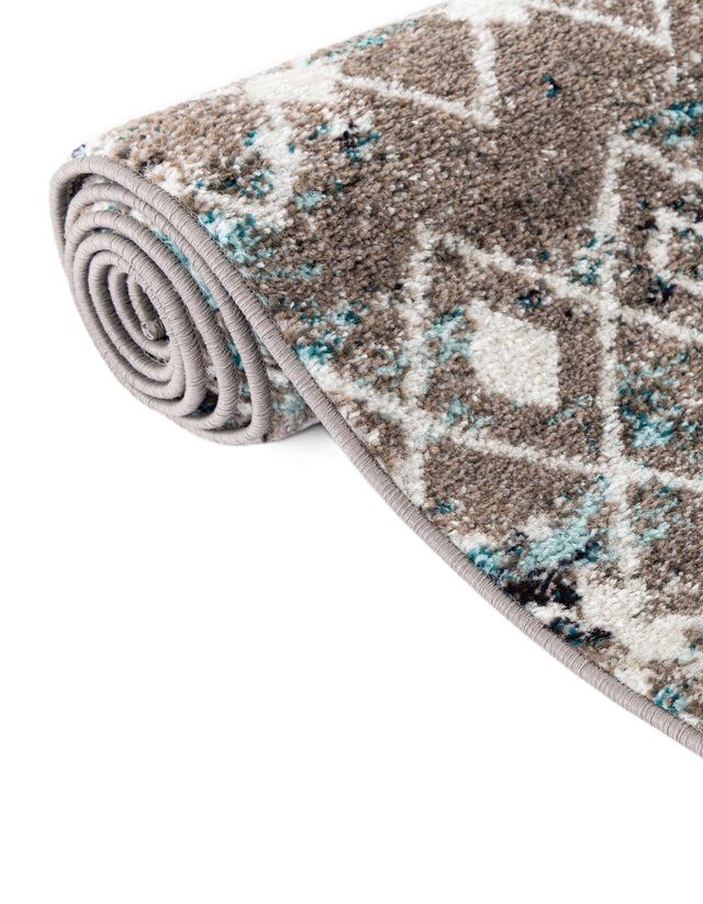Multicolor Gray Blue 6' 1 x 9' Tribal Trellis Rectangle Area Rug Geometric Southwestern Inspired Durable Carpet for Home Interior Design for Sale at Rug Engine