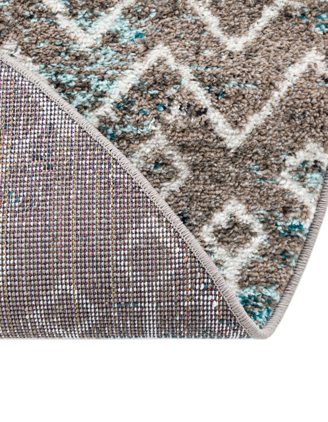 Multicolor Gray Blue 10' x 10' Tribal Trellis Round Area Rug Geometric Southwestern Inspired Durable Carpet for Home Interior Design for Sale at Rug Engine