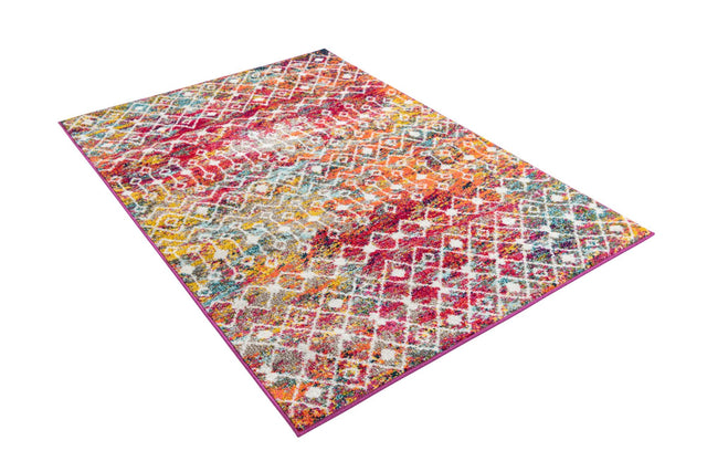 Multicolor 4' 1 x 6' 1 Tribal Trellis Rectangle Area Rug Geometric Southwestern Inspired Durable Carpet for Home Interior Design for Sale at Rug Engine