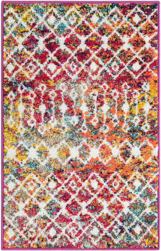 Multicolor 2' x 3' 1 Tribal Trellis Rectangle Area Rug Geometric Southwestern Inspired Durable Carpet for Home Interior Design for Sale at Rug Engine
