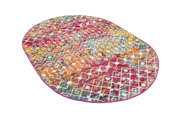 Multicolor 4' 1 x 6' 1 Tribal Trellis Oval Area Rug Geometric Southwestern Inspired Durable Carpet for Home Interior Design for Sale at Rug Engine