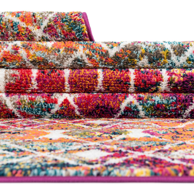 Multicolor 7' 10 x 7' 10 Tribal Trellis Square Area Rug Geometric Southwestern Inspired Durable Carpet for Home Interior Design for Sale at Rug Engine