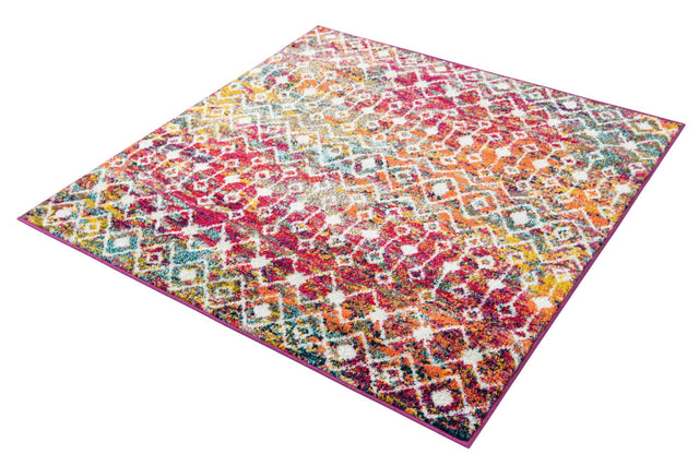 Multicolor 4' 1 x 4' 1 Tribal Trellis Square Area Rug Geometric Southwestern Inspired Durable Carpet for Home Interior Design for Sale at Rug Engine