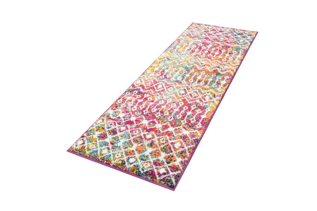 Multicolor 2' x 6' 1 Tribal Trellis Runner Area Rug Geometric Southwestern Inspired Durable Carpet for Home Interior Design for Sale at Rug Engine