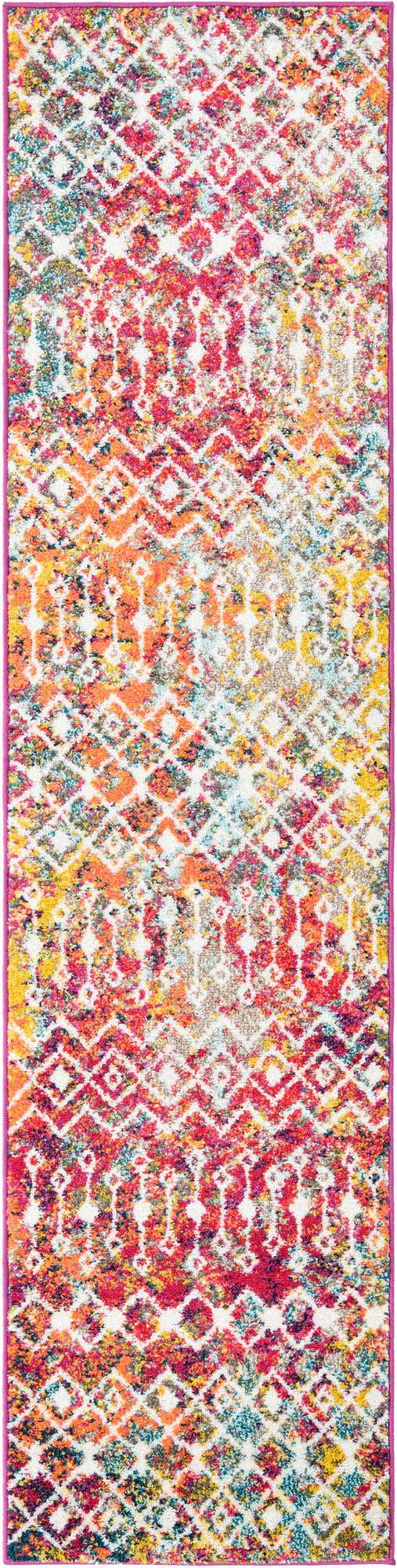 Multicolor 2' x 8' Tribal Trellis Runner Area Rug Geometric Southwestern Inspired Durable Carpet for Home Interior Design for Sale at Rug Engine